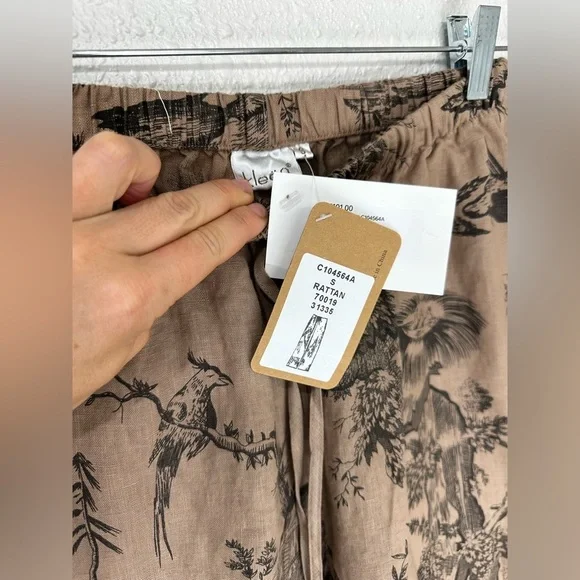 Kleen Women’s Pants Linen Crop Wide Leg Black Pull On Pockets Size S NWT - Picture 4 of 11